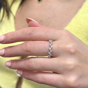 Rachel Koen Unique Diamond Diagonal Pattern Ring 18K White Gold 0.43Cttw SZ 7.25